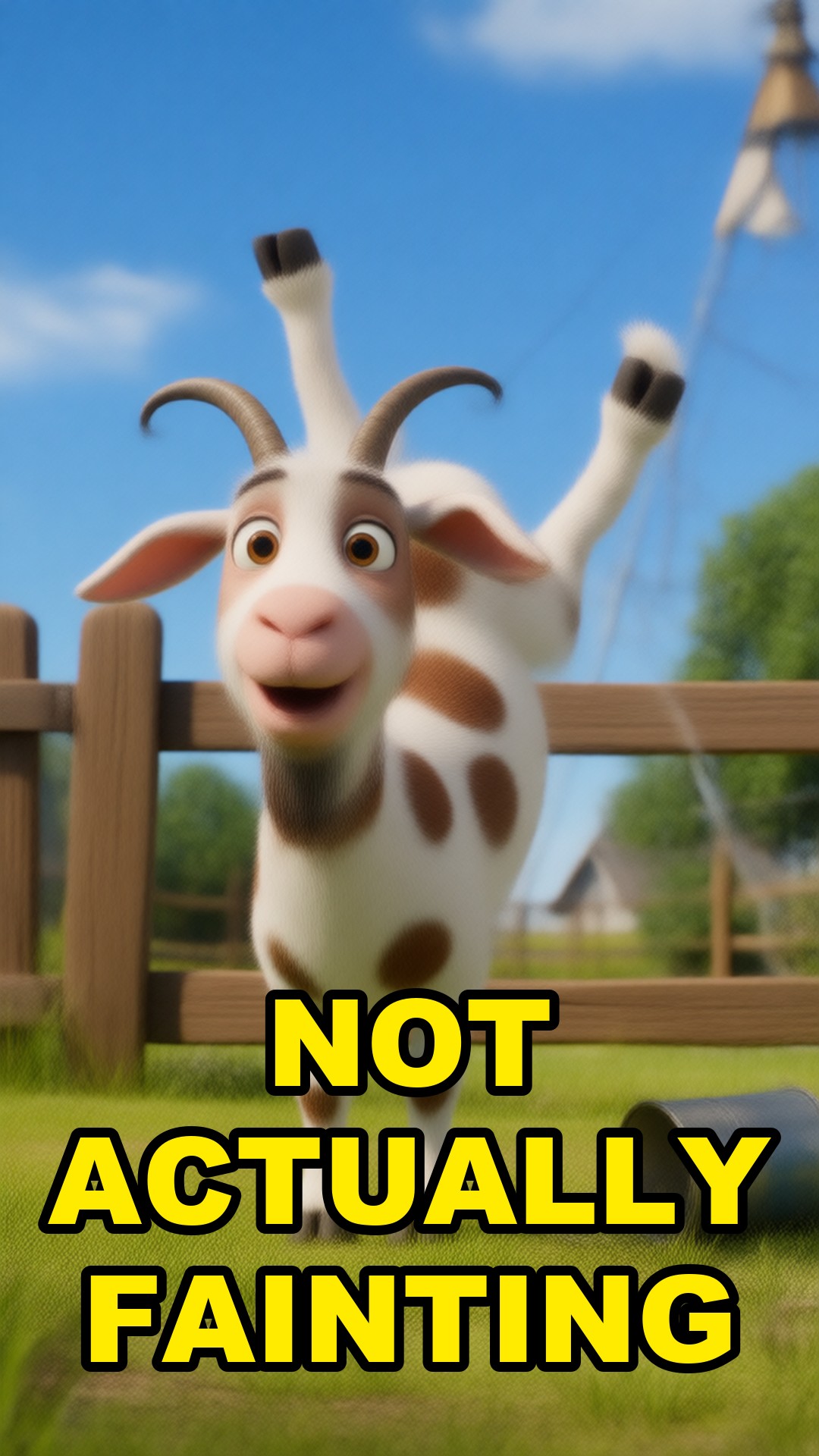 Cartoon illustration: Why Scared Goats Fall Over Stiff As A Board