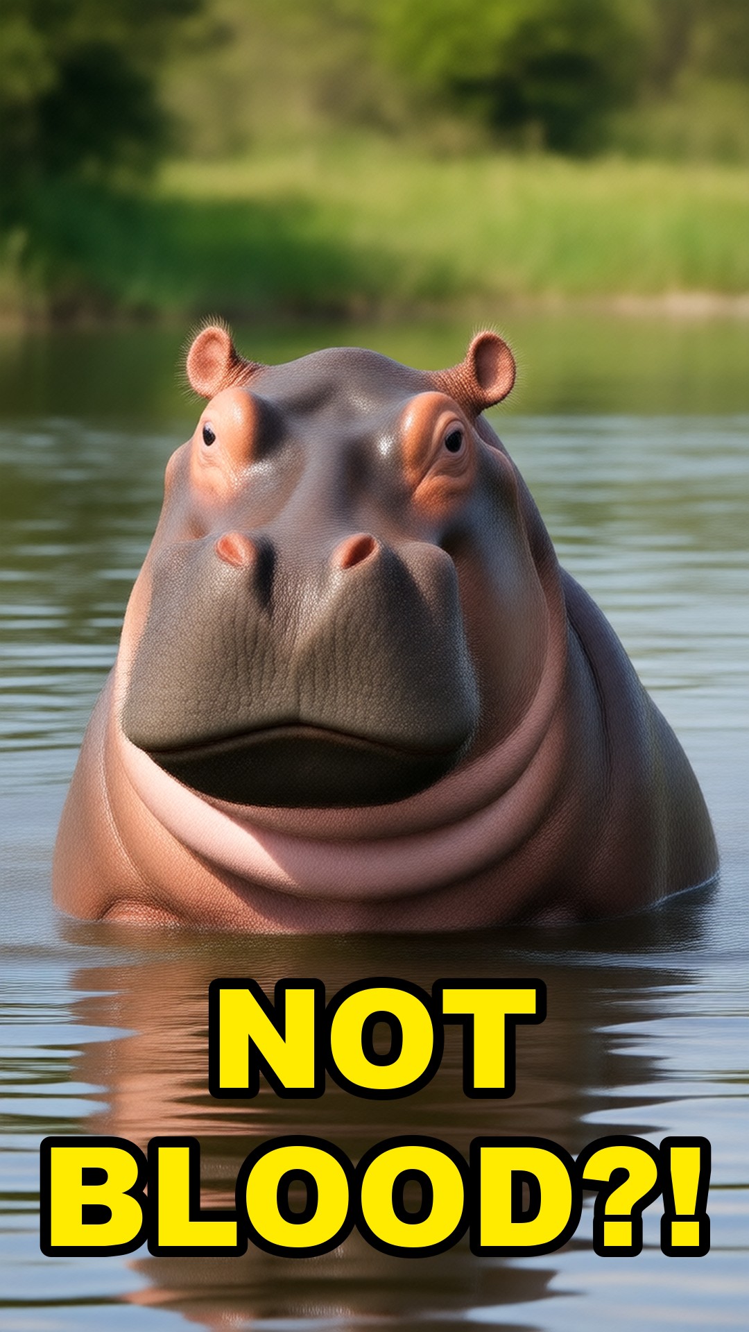 Cartoon illustration: Hippos Don't Sweat Blood, It's Sunscreen