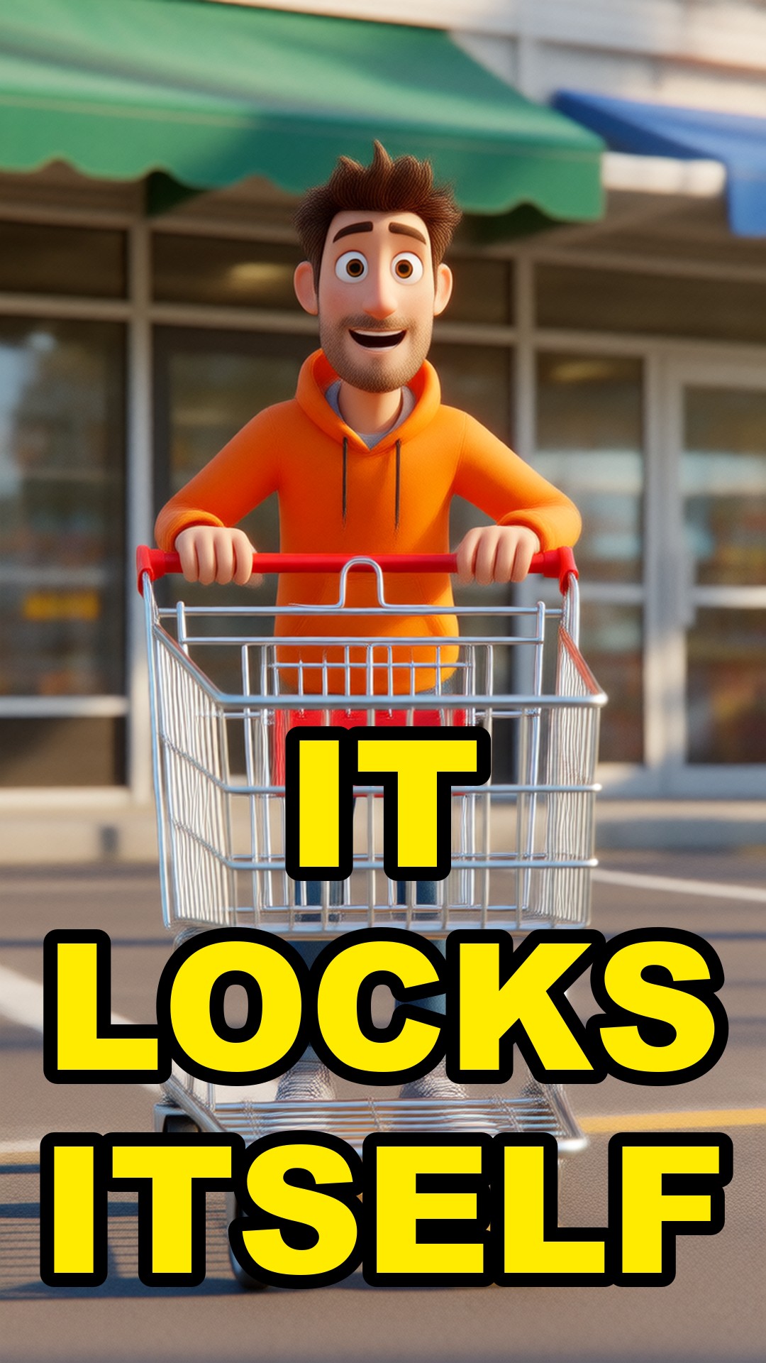 Cartoon illustration: Why Shopping Carts Lock Up At The Parking Lot Edge