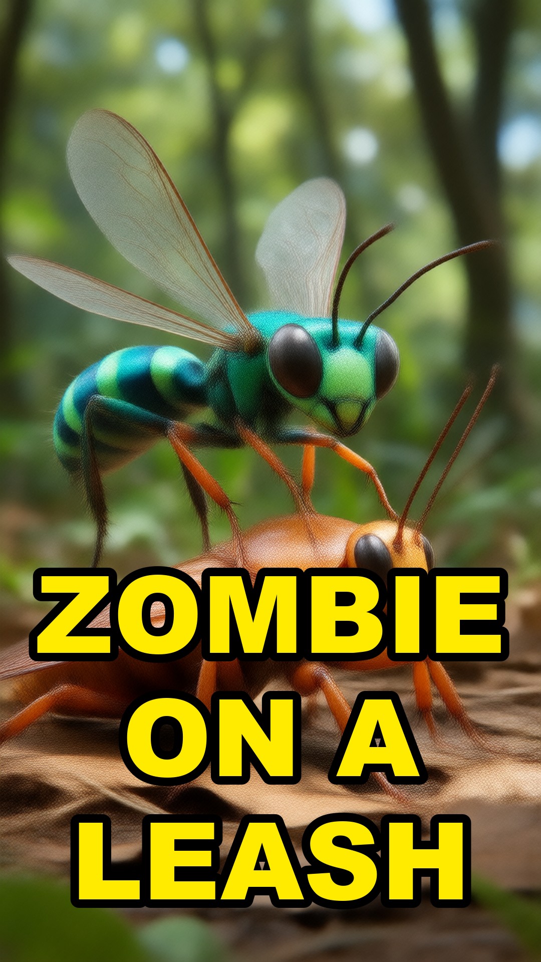 Cartoon illustration: This Wasp Turns Cockroaches Into Zombies