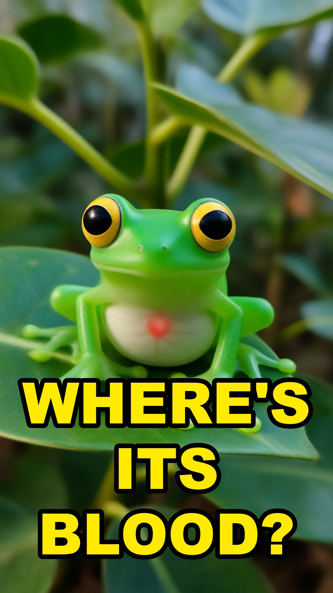 Cartoon illustration: This Frog Hides Almost All Its Blood To Turn Invisible