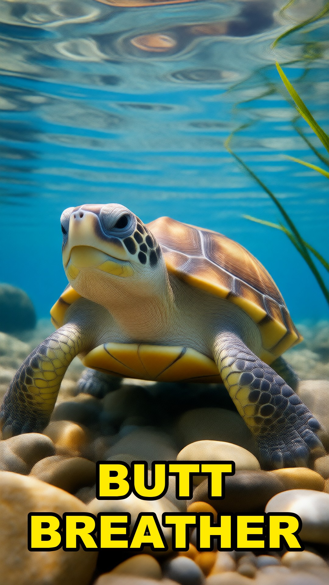 Cartoon illustration: This Turtle Breathes Through Its Butt