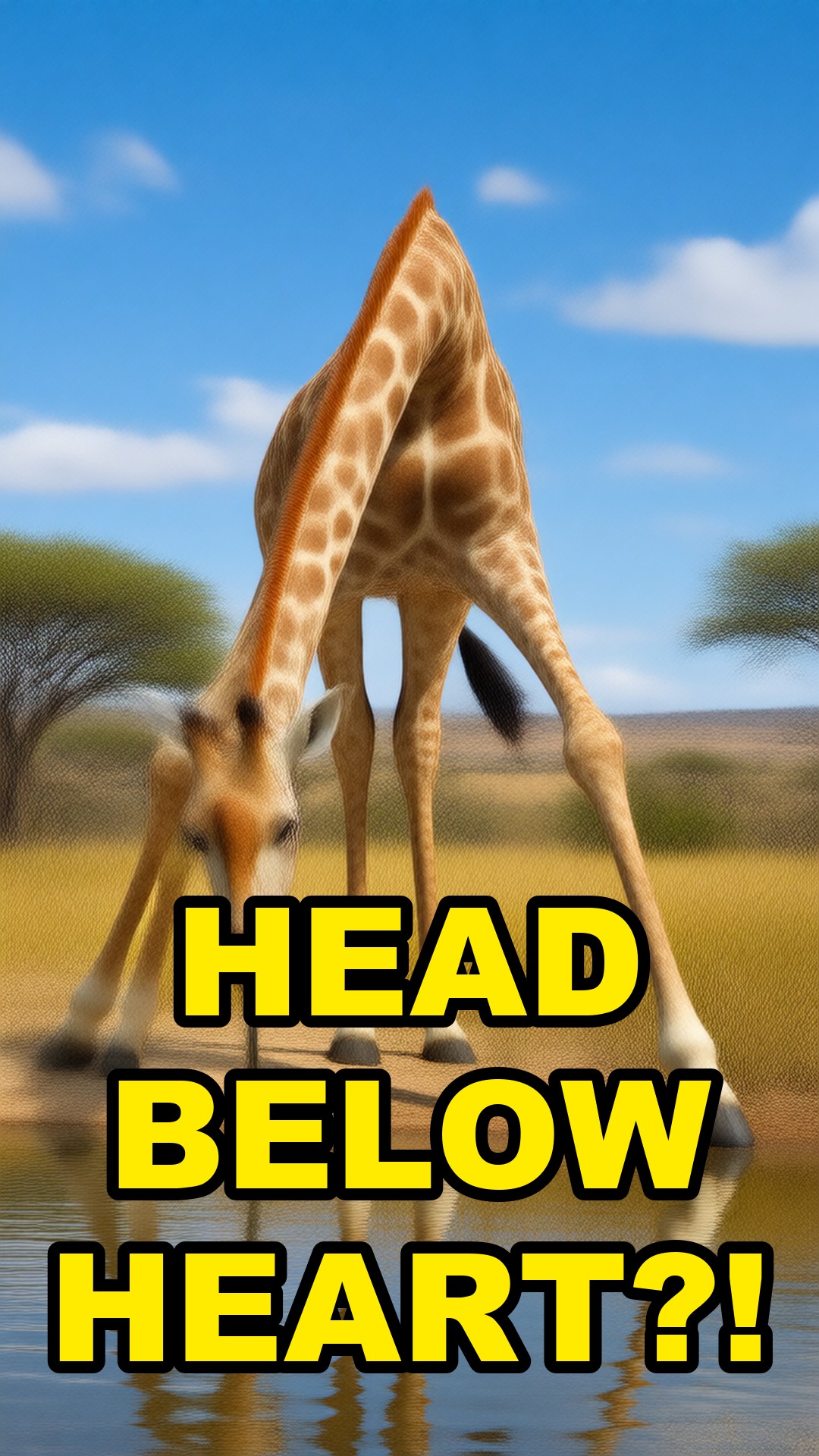 Cartoon illustration: Why Giraffes Don't Faint When They Bend Down To Drink
