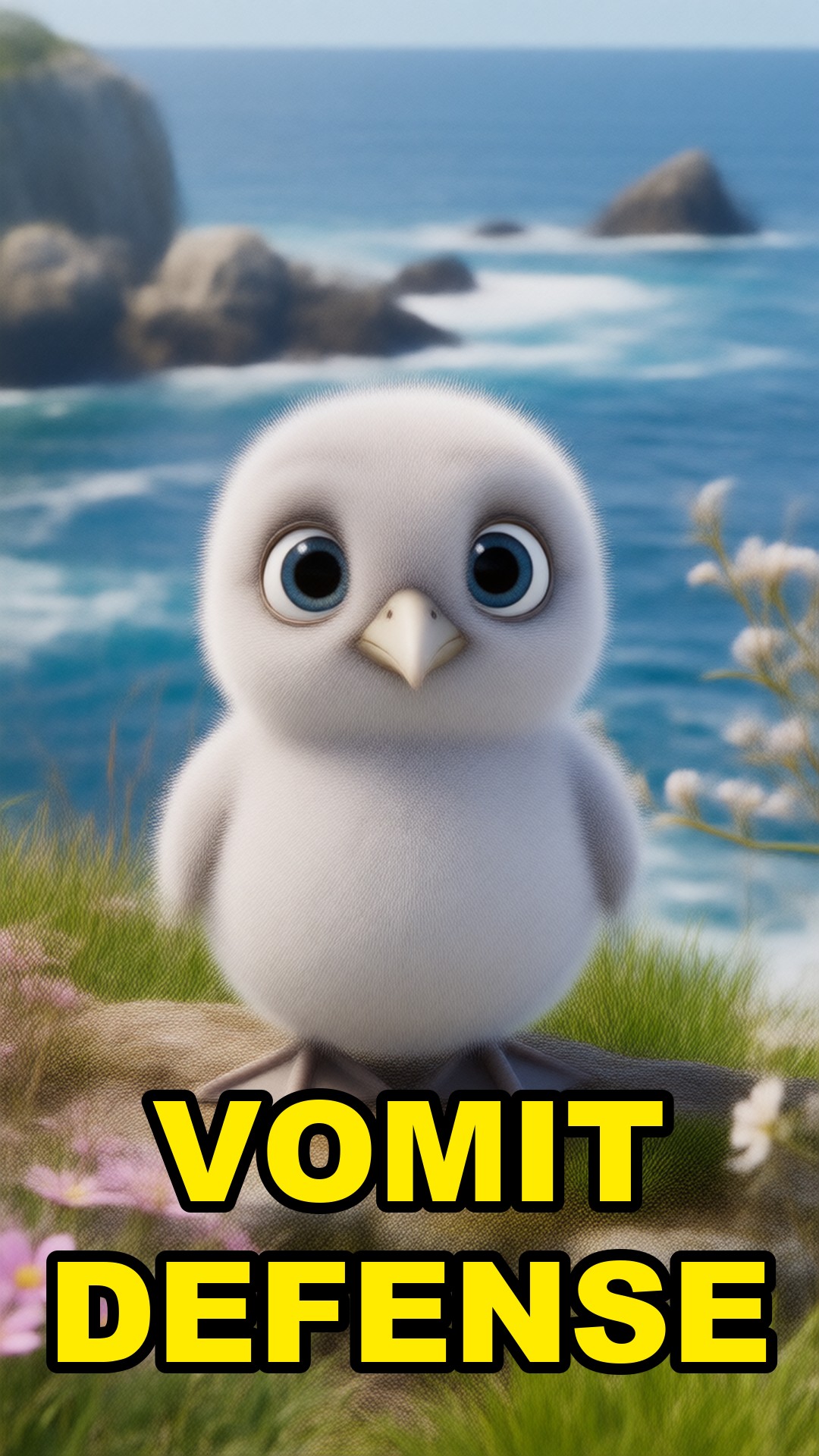 Cartoon illustration: This Fluffy Chick Fights Back With Vomit