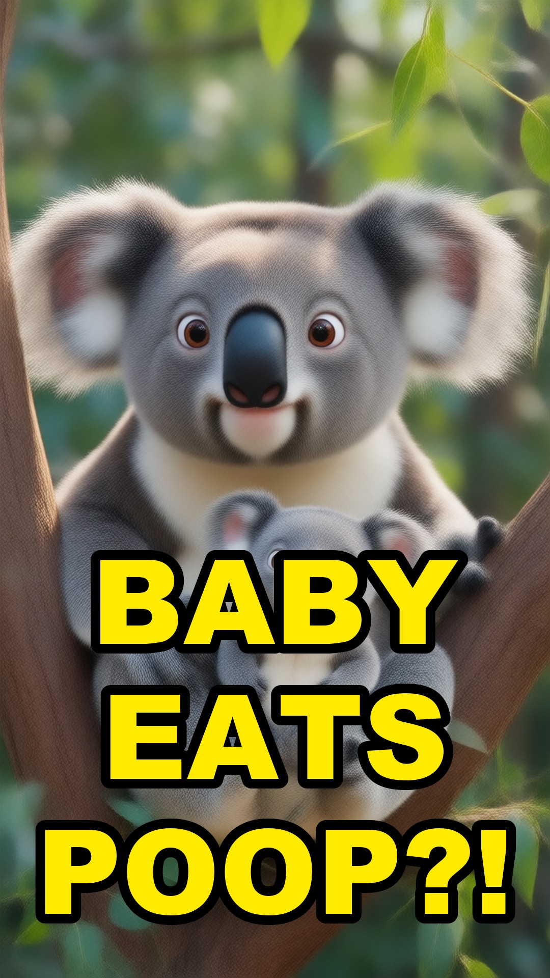 Cartoon illustration: Why Baby Koalas Eat Their Mom's Poop